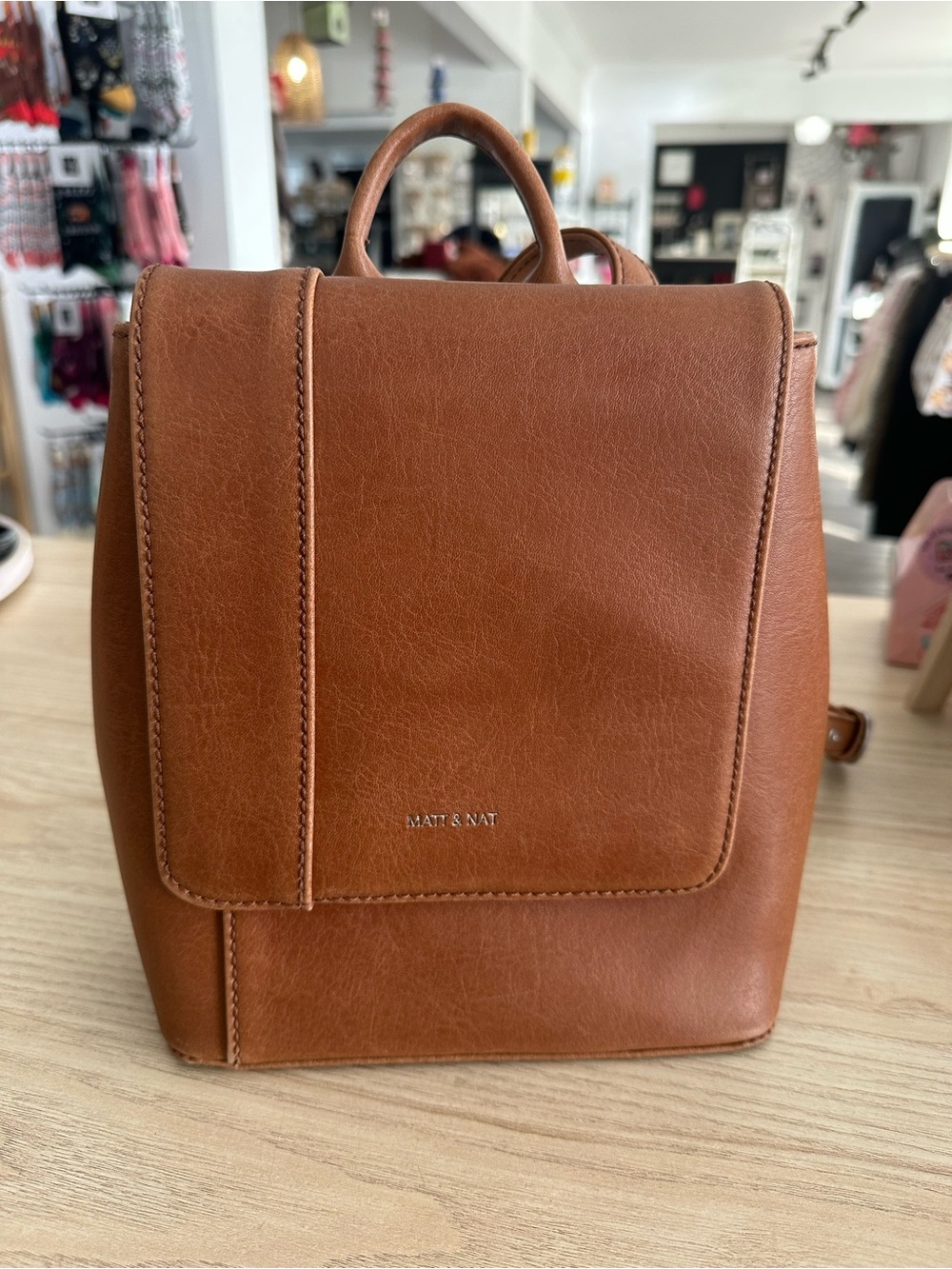 Matt & Nat Cognac Vegan Leather Backpack
